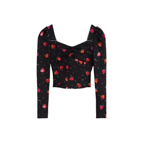 BEBE Цветочный Черный Женские Короткие Топы