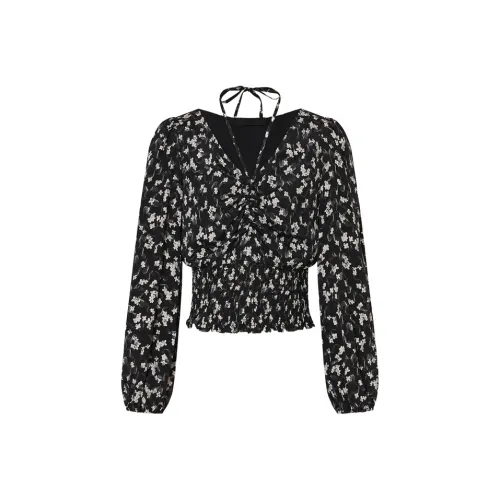 MO CO Черная подошва с Маленьким цветочным узором женские короткие топы