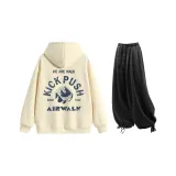 Комплект одежды (Абрикосовый топ + Черные повседневные штаны)