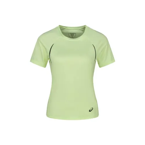 Asics Реглан-рукав Т-рубашка Женская Желтая Зеленая