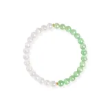 Браслет с бусинами "Good Luck" - белый, зеленый