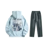 Комплект одежды (Ледниково-синий топ + Винтажные синие штаны)