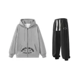 Комплект одежды (Серый свитшот + Черные спортивные штаны)