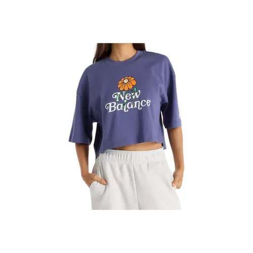 New Balance Т-рубашка с оборванным плечевым краем Женская Фиолетовая DRE