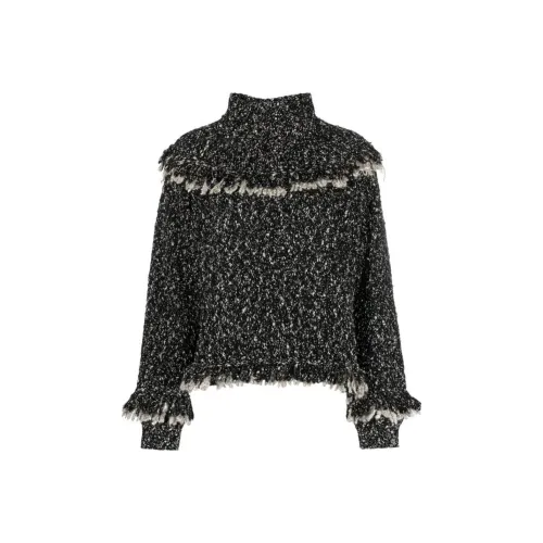 TWINSET Milano Кисточка Водолазка Повседневный Трикотажная Ткань Длинный Рукав Свитер Женский Черный