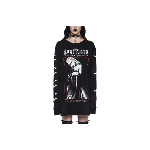 Dolls Kill Widow FINAL Breaths Long Sleeve Tee T-Shirt Женская Черная Черная