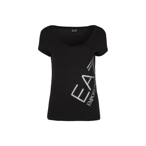 EMPORIO ARMANI EA7 Черные Женские Т-рубашки