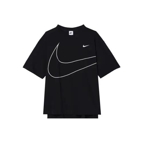 Nike Swoosh Рукав с оборванным плечом T-рубашка Женская Черная