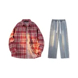 Set (Pink Red Shirt + Vintage Blue Jeans)  
Комплект (Розовая Красная Рубашка + Винтажные Синие Джинсы)