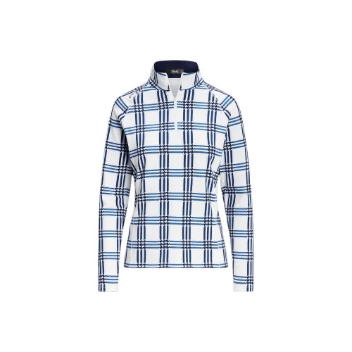 Polo Ralph Lauren Гусиная лапка Quarter Zip Пуловер Рубашка Женская Белая