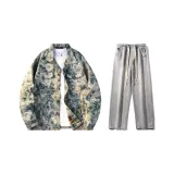 Комплект (Синий лотос с цветочным дизайном + Светло-синие джинсы)