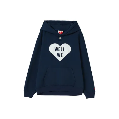 WELLME С капюшоном свободный крой худи унисекс темно-синий