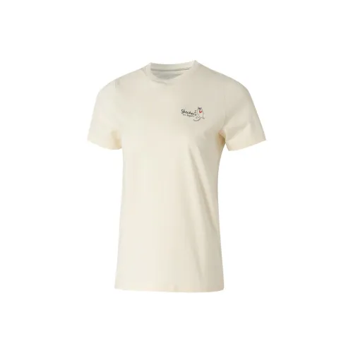 Skechers T-Shirt Женская Кремовый Бежевый Белый 00NA