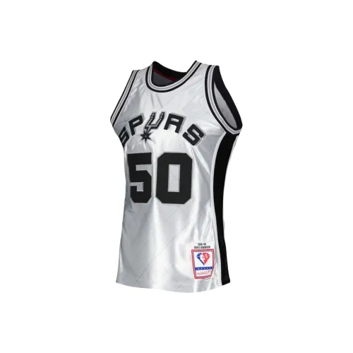 NBA x MITCHELL NESS Баскетбольная Джерси Белый Золото San Antonio Spurs Мужская Серебристая Белая