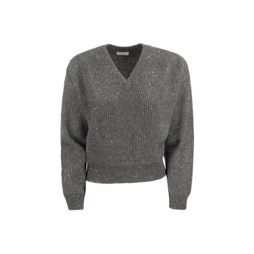Brunello Cucinelli Темно-серые Женские Кашемировые Свитеры