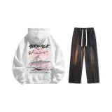 Set (White Fleece-Lined + Black Jeans)  
Комплект (Белый с флисовой подкладкой + Черные джинсы)