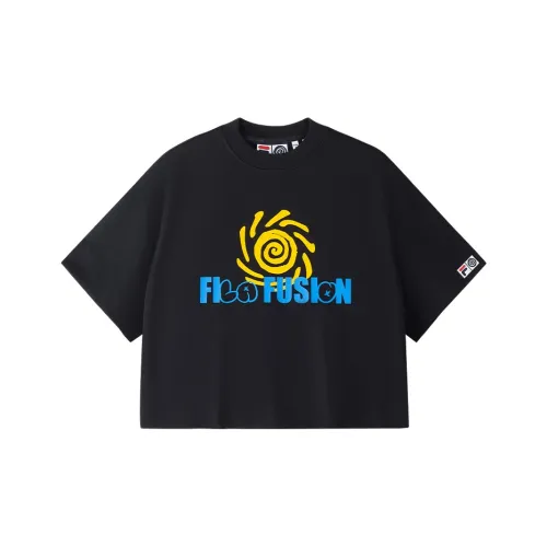 FILA FUSION Т-рубашка с оборванным плечом женская глубокий черный BK