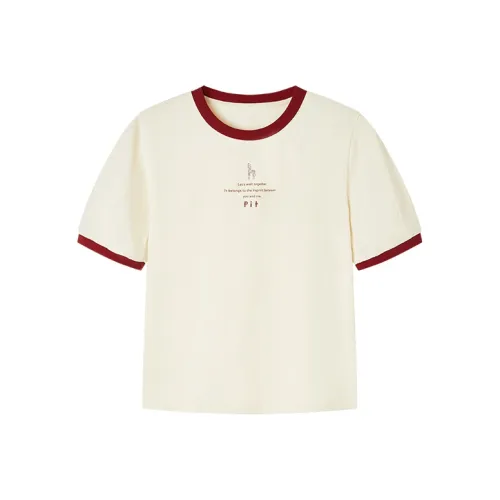 Pit T-Shirt Женская Светло-Бежевая Белая