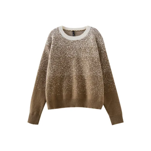 OUNIXUE Свитер Женские Градиент Коричневый