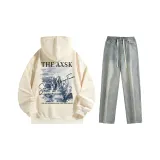 Комплект (абрикосовый топ+грязно-желтые брюки)