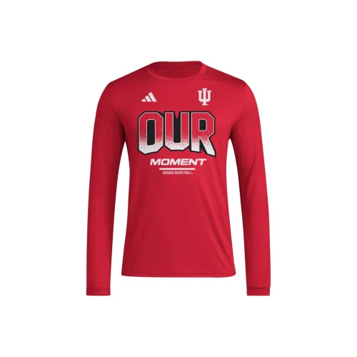 Adidas Kansas Indiana Длинный рукав Предматчевая футболка Баскетбол Джерси Унисекс Победа Красный Многоцветный