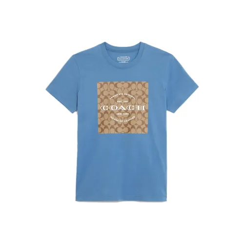 COACH SS23 Стандартная T-рубашка Женская Синяя