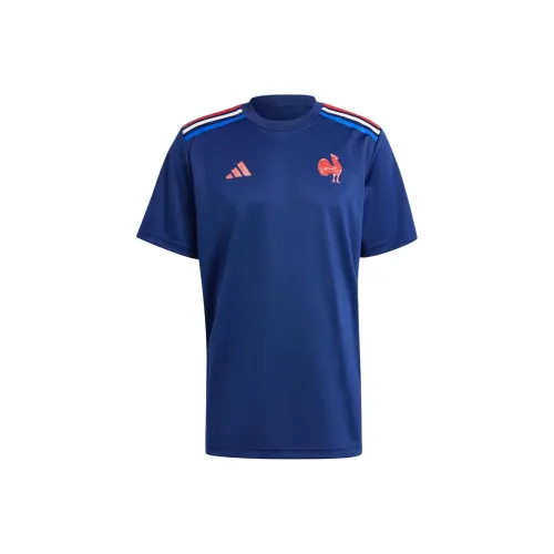 Adidas Регби FW24 Франция Домашний Суппортер Джерси Регби Джерси Мужской Темно-синий