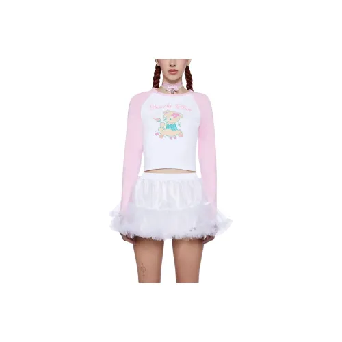 Dolls Kill Sugar Thrillz Bearly Alive Long Sleeve Tee T-Shirt Женская Белая Белый