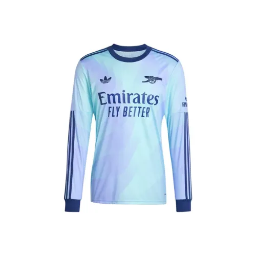 Adidas Originals Arsenal 24 25 Длинные рукава Третье Ретро Футбольная Джерси Мужская Прозрачная Аква-зеленая
