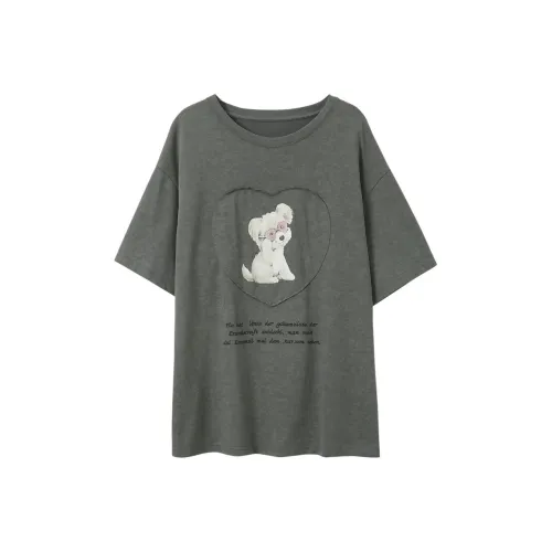 3COLOUR T-рубашка с рукавом-кафтан женская рудого цвета серого оттенка