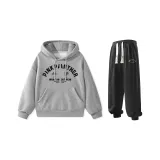 Комплект одежды (Серый свитшот + Черные штаны)