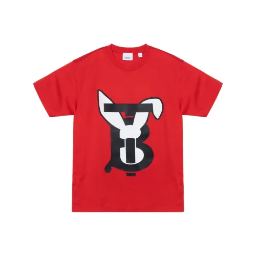 Burberry SS23 The Year of the Rabbit SS23 Рукав с оборванным плечом T-рубашка Женская Красная