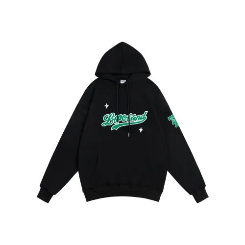 LBPC С капюшоном свободный крой худи унисекс черный