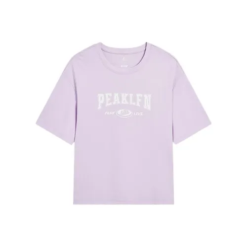 PEAK Рукав с оборванным плечом T-рубашка Женская Светлый Снег Фиолетовый