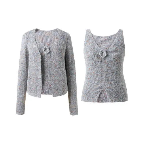 3COLOUR Свитер Женский Серый Фиолетовый