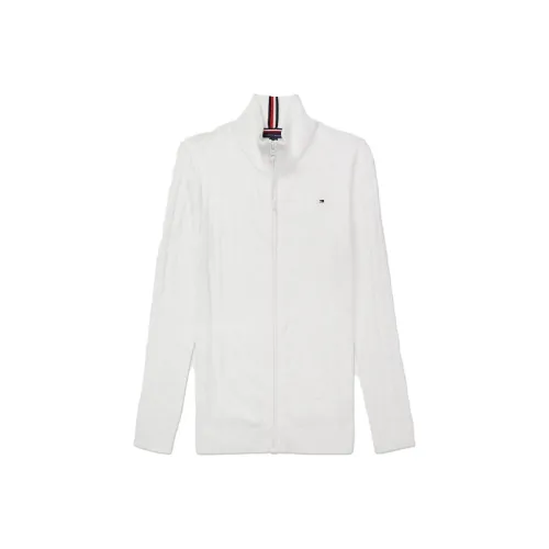 Tommy Hilfiger FW23 Tommy Hilfiger CABLE Свитер с молнией Топы Milky WAY Свитер Женская Белый
