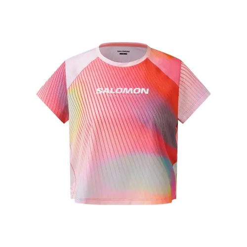SALOMON Реглан рукав Бег Т-Рубашка Женская Красная