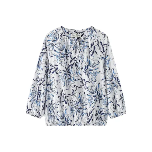 MARC OPOLO SS24 Рубашка Женская Белая Керамика С Принт