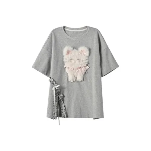 TIBINB Стандартная T-рубашка Женская Серого цвета