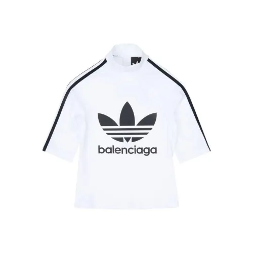 Balenciaga x Adidas Balenciaga x Adidas FW22 Стандартная футболка облегающий крой белый для женщин