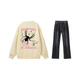 Абрикосовый свитшот + черные и серые джинсы