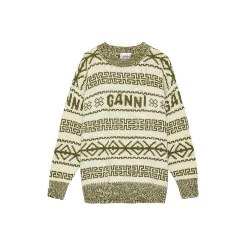 GANNI FW23 Свитер Трикотаж Женский Авокадо Зеленый