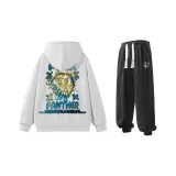 Комплект одежды (Белый свитшот + Черные спортивные штаны)