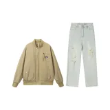 Хаки зеленый топ + желтые грязные штаны