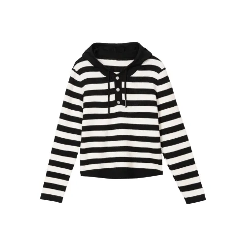 FAWENXIANGZI Свитер Женский Черный Белый Полосы