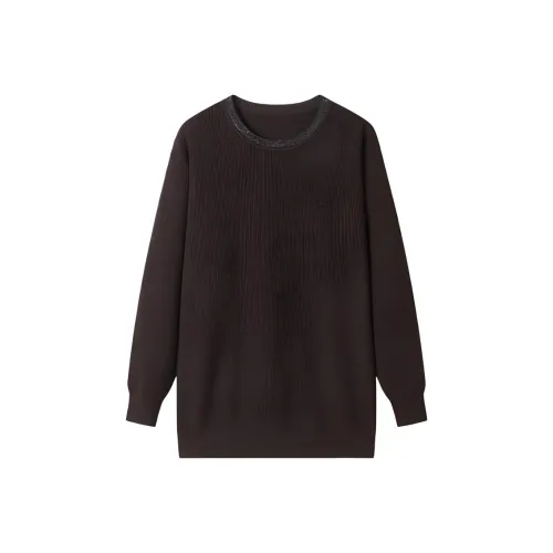 Корейский стиль Свитер Женский Темно-коричневый