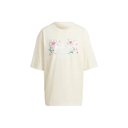 Adidas Originals Cherry Blossom Limited Series SS23 Рукав с оборкой T-рубашка Женская Айвори