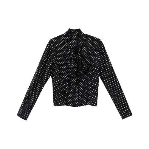 YUMOMO STAR Черный с белым Точка Женские Рубашки