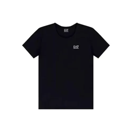 EMPORIO ARMANI EA7 Логотип с принтом круглый вырез короткое рукав футболка рубашка женская черная