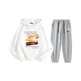 Белый (M Бумага Этикетка Dun Dun) + Серый (M Бумага Этикетка Dun Dun Логотип на брюках)